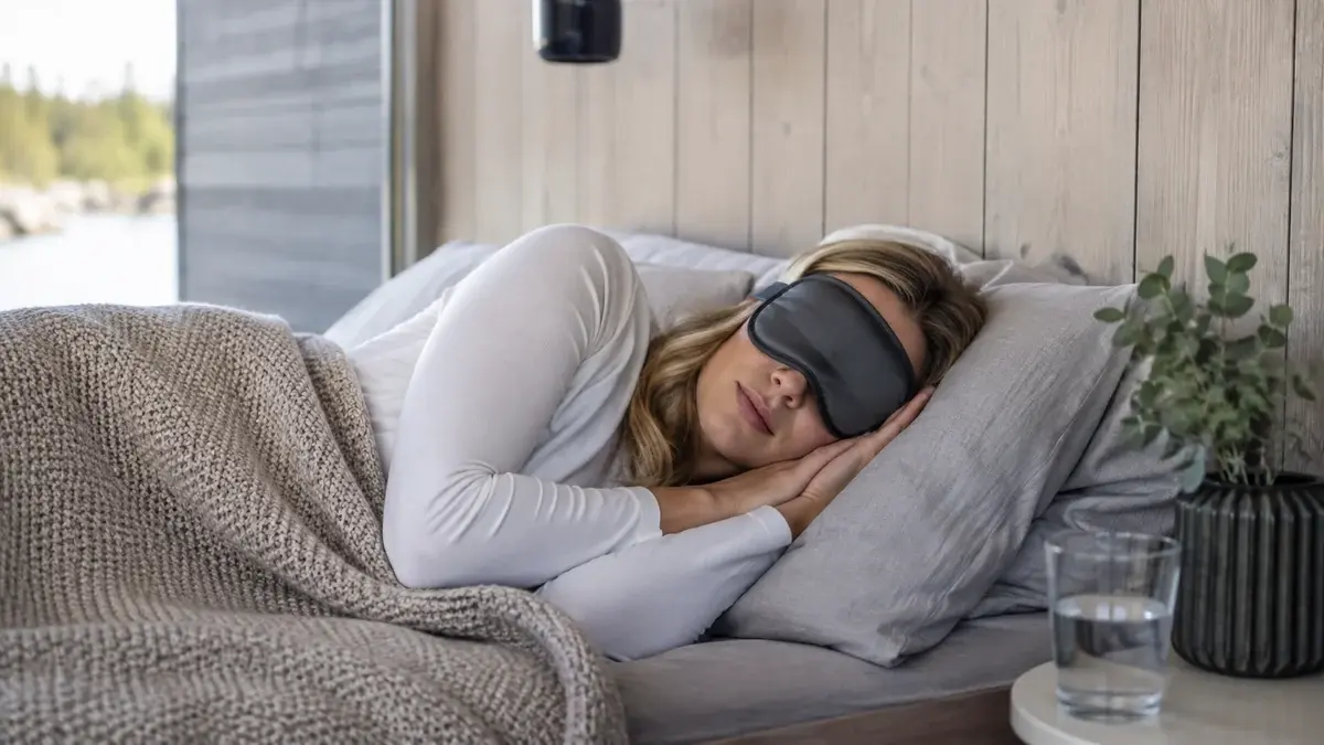 Sovemaske som blokkerer lys for bedre søvn